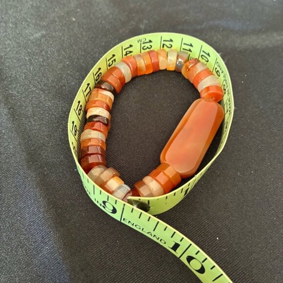 Carnelian Botswana Agate Beaded Stretch Gemstone Bracelet - Picture 4 of 4